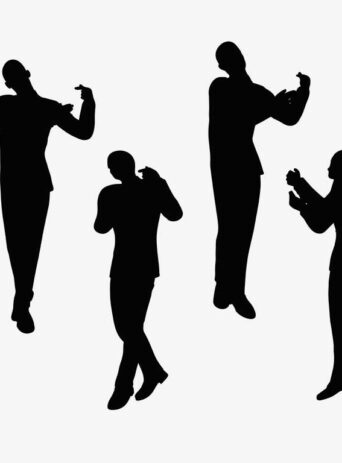 Illustration Of A Man In Clinging Pose In Silhouette Isolated On White : Stock Vector (Royalty Free) 017423
