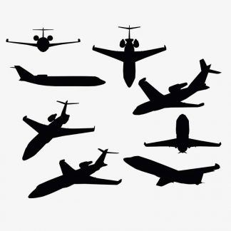 Illustration Of Private Jet In Silhouette Isolated On White : Stock Vector (Royalty Free) 017451