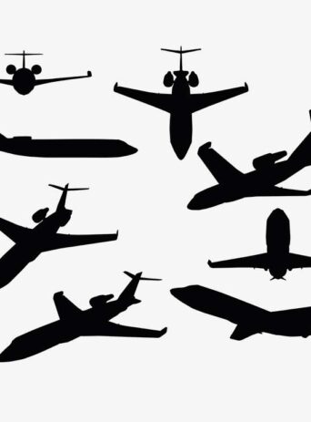 Illustration Of Private Jet In Silhouette Isolated On White : Stock Vector (Royalty Free) 017451