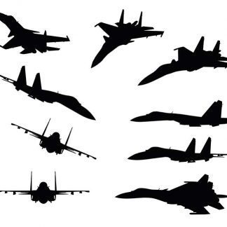 Illustration Of Strike Fighter In Silhouette Isolated On White : Stock Vector (Royalty Free) 017453