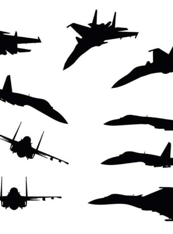 Illustration Of Strike Fighter In Silhouette Isolated On White : Stock Vector (Royalty Free) 017453