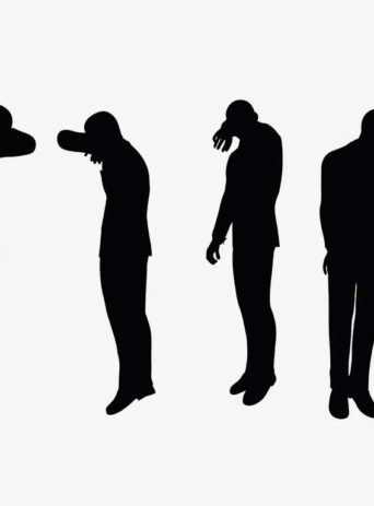 Illustration Of Businessman Standing Shameful In Silhouette Isolated On White : Stock Vector (Royalty Free) 017482