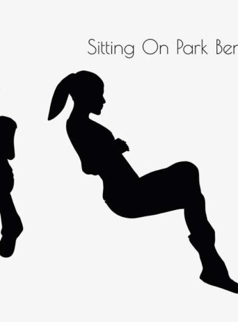 Illustration Of A Woman Sitting On Park Bench Pose In Silhouette