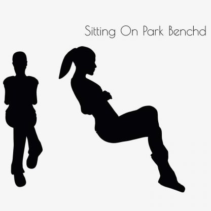 Illustration Of A Woman Sitting On Park Bench Pose In Silhouette